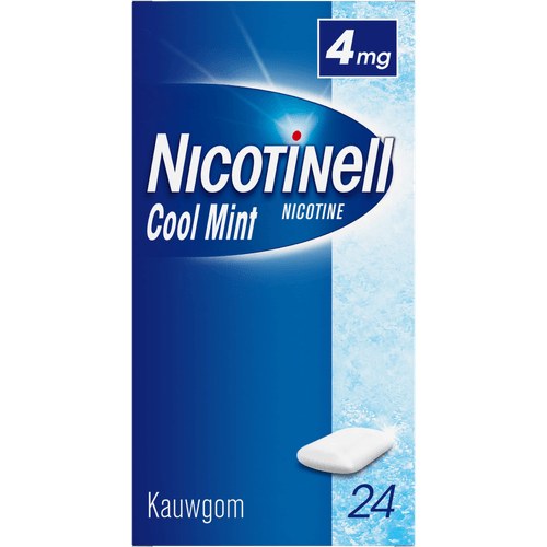 Foto van Nicotinell Gum coated 4mg mint op witte achtergrond