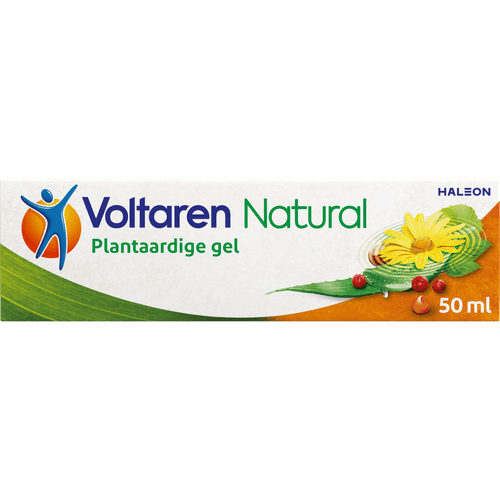 Foto van Voltaren Natural gel op witte achtergrond