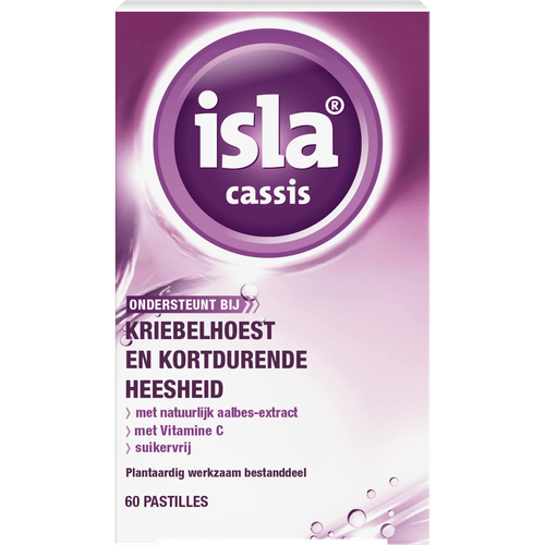 Foto van Isla Hoestpastilles cassis 60 stuks op witte achtergrond