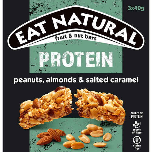 Foto van Eat Natural Protein salted caramel&peanut 3 st. op witte achtergrond