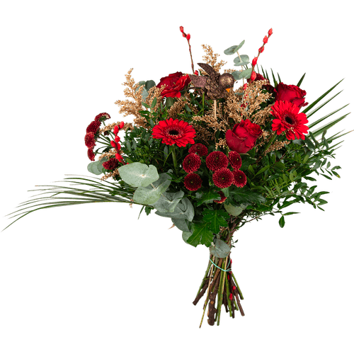 Foto van Kerstboeket christmas op witte achtergrond