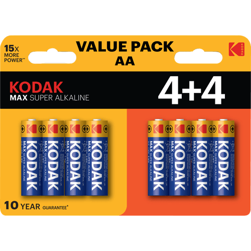Foto van Kodak Batterijen max alkaline aaa op witte achtergrond