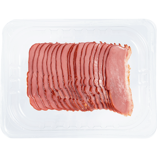 Foto van Exquis Gerookte eendenborstfilet getrancheerd op witte achtergrond
