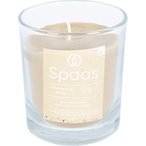 Foto van Spaas Geurkaars in glas vanilla blossom op witte achtergrond