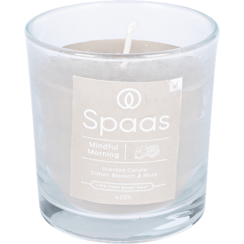 Foto van Spaas Geurkaars in glas cotton blossom & musk op witte achtergrond
