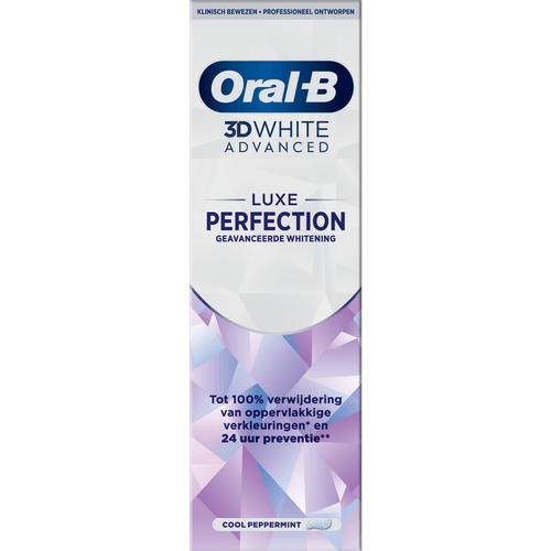 Foto van Oral-B Tandpasta 3d white luxe perfection op witte achtergrond