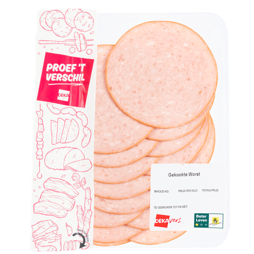 Foto van Proef 't Verschil Gekookte worst op witte achtergrond