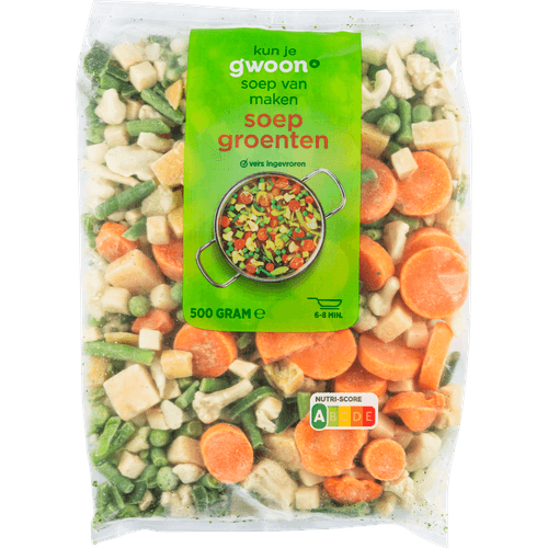 Foto van G'woon Soepgroenten 6 mix op witte achtergrond