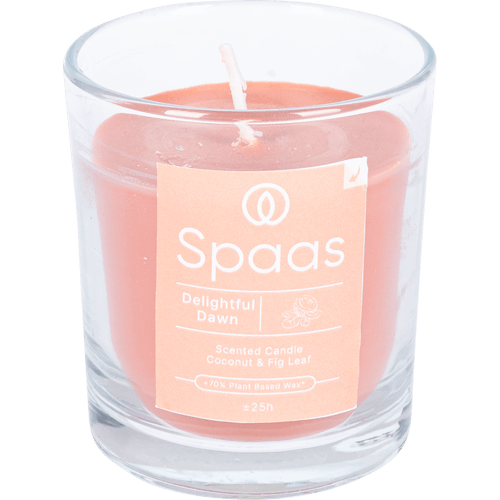 Foto van Spaas Geurkaars in glas coconut & fig leaf op witte achtergrond