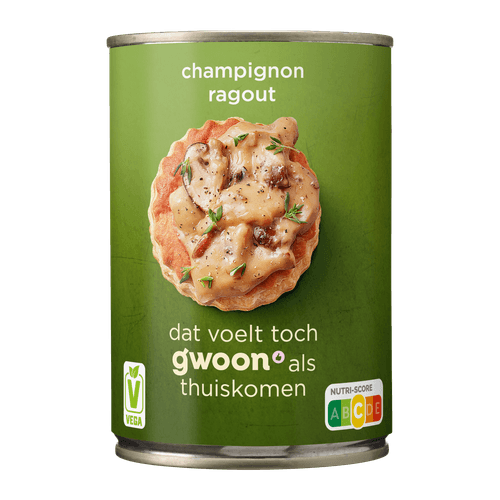 Foto van G'woon Ragout champignon op witte achtergrond
