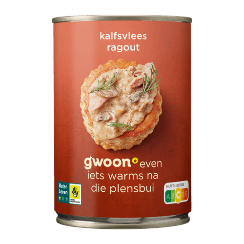 Foto van G'woon Ragout kalf op witte achtergrond