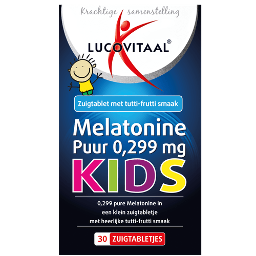 Foto van Lucovitaal Melatonine kids puur 0.299 mg op witte achtergrond