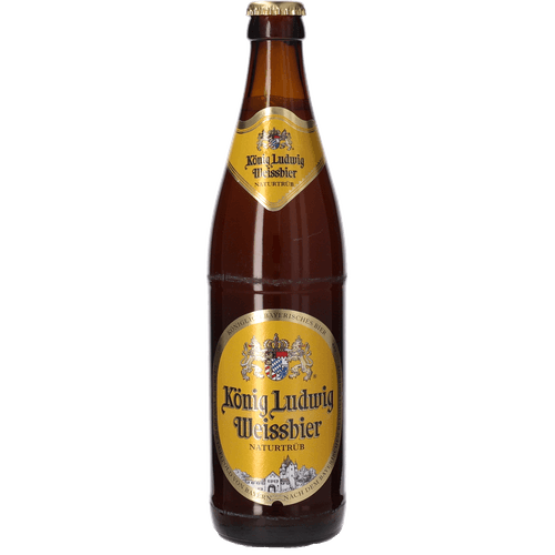 Foto van König Ludwig Weissbier op witte achtergrond