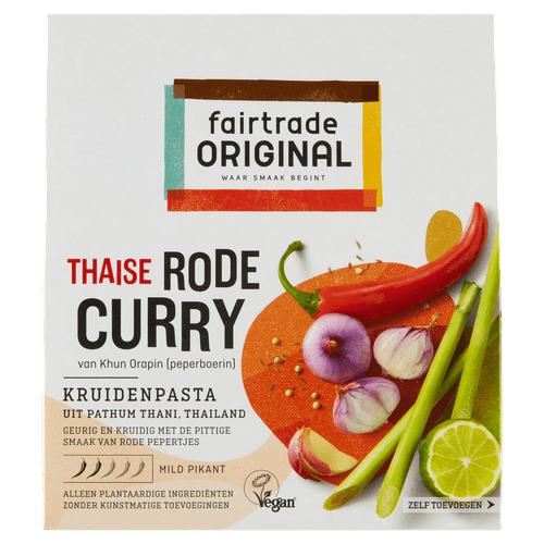 Foto van Fairtrade Kruidenpasta rode curry op witte achtergrond