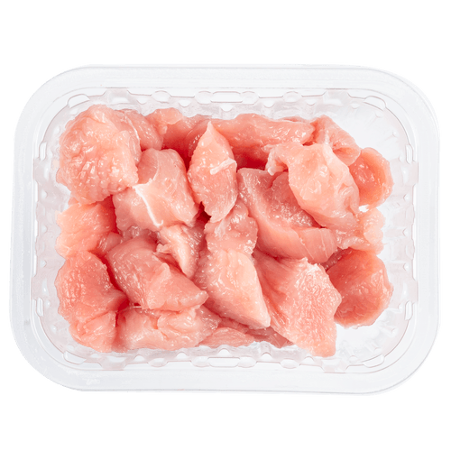 Foto van DekaVers Kalkoenblokjes op witte achtergrond