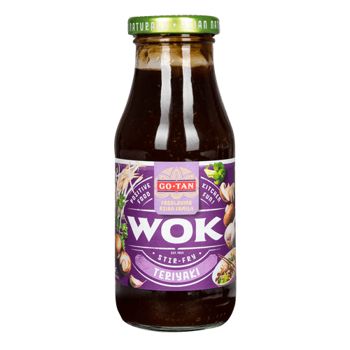 Foto van Go-Tan Woksaus teriyaki op witte achtergrond