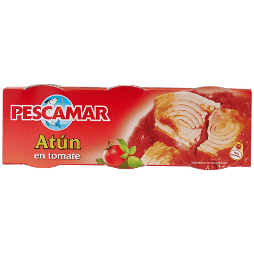 Foto van Pescamar Atun tonijn tomatensaus op witte achtergrond