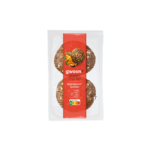 Foto van G'woon Waldkornbollen 2 stuks op witte achtergrond