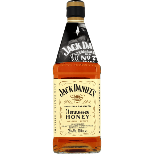 Foto van Jack Daniel's Tennesse Honey op witte achtergrond