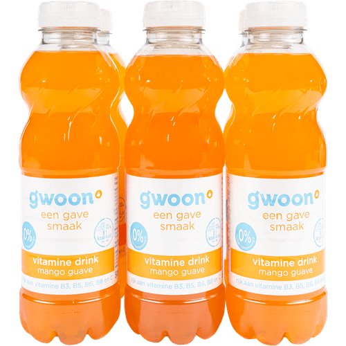 Foto van G'woon Vitamine drink 0% mango-guave 6x50 cl op witte achtergrond
