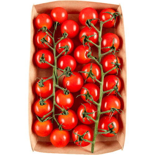 Foto van Mini cherry trostomaatjes op witte achtergrond