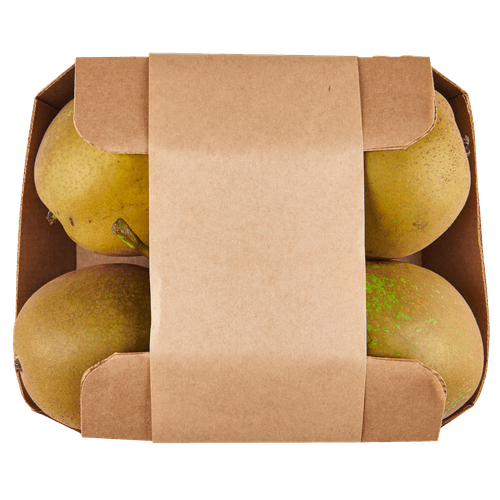 Foto van Biologische handperen verpakt op witte achtergrond