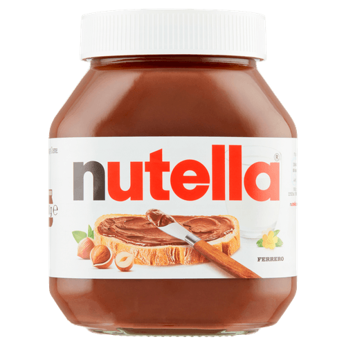 Foto van Nutella Hazelnootpasta op witte achtergrond