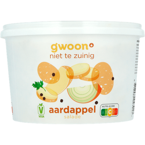 Foto van G'woon Salade aardappel op witte achtergrond