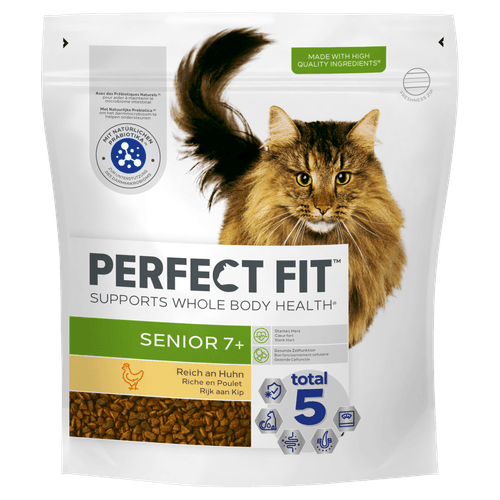 Foto van Perfect Fit Kattenvoer droog senior kip op witte achtergrond