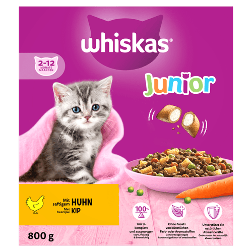Foto van Whiskas Kattenvoer junior kip op witte achtergrond