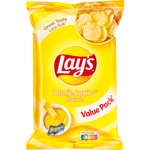 Foto van Lay's Chips patatje joppie op witte achtergrond