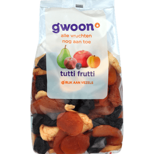 Foto van G'woon Tutti frutti op witte achtergrond