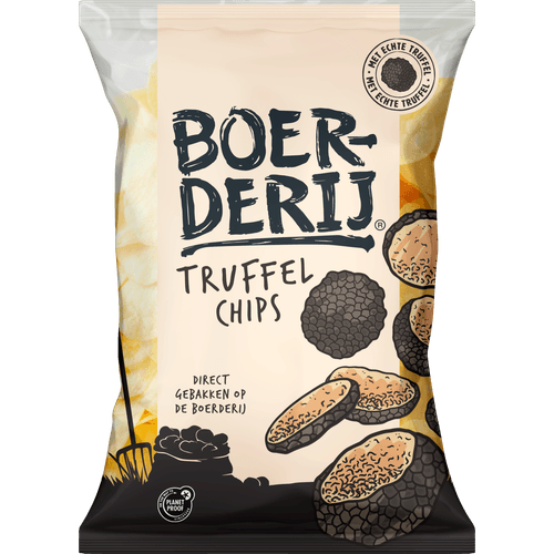 Foto van Boerderij Chips truffel op witte achtergrond