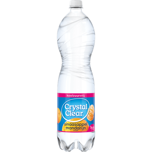 Foto van Crystal Clear Sinaasappel & mandarijn koolzuurvrij op witte achtergrond