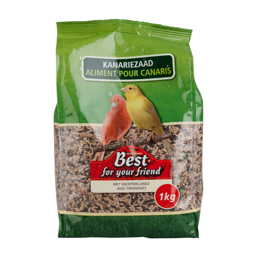 Foto van Best For Your Friend Kanariezaad met snoepmelange op witte achtergrond