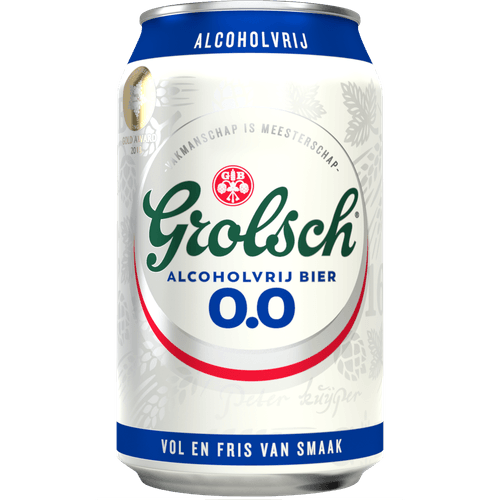 Foto van Grolsch Pilsener alcoholvrij op witte achtergrond