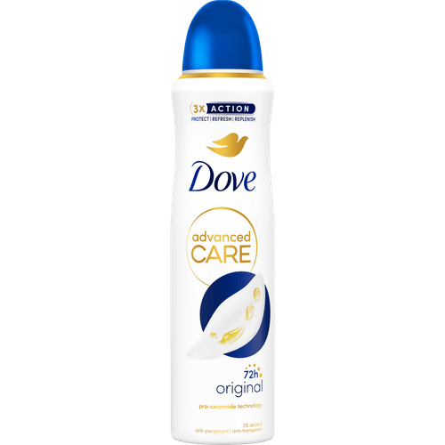 Foto van Dove Deospray advanced care original op witte achtergrond