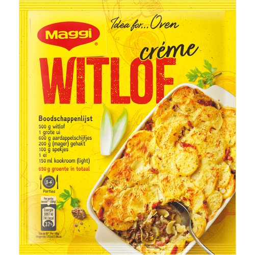 Foto van Maggi Ovenschotel witlof cremesaus op witte achtergrond