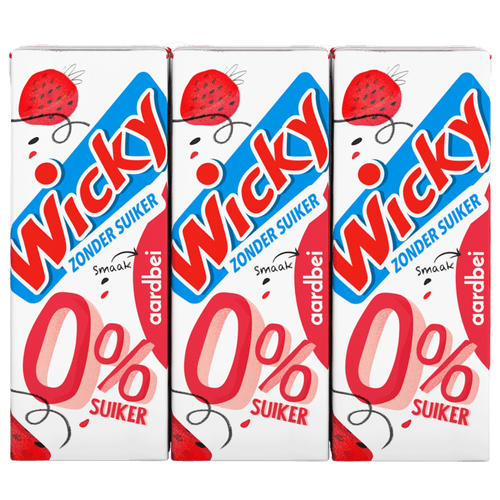 Foto van Wicky Aardbei 0% 6x20 cl op witte achtergrond
