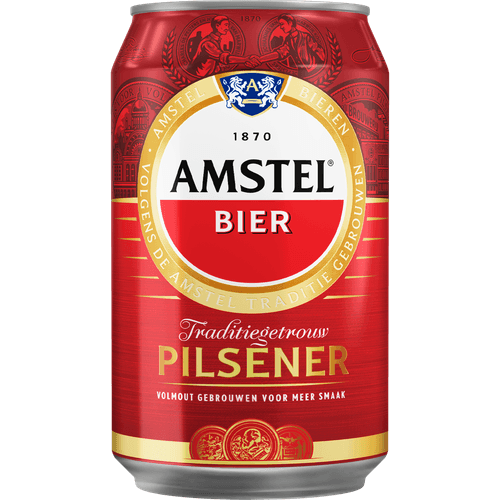 Foto van Amstel Pilsener op witte achtergrond