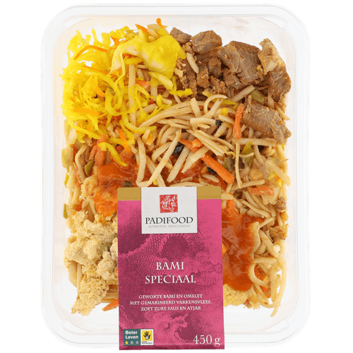 Foto van Padifood Bami speciaal op witte achtergrond