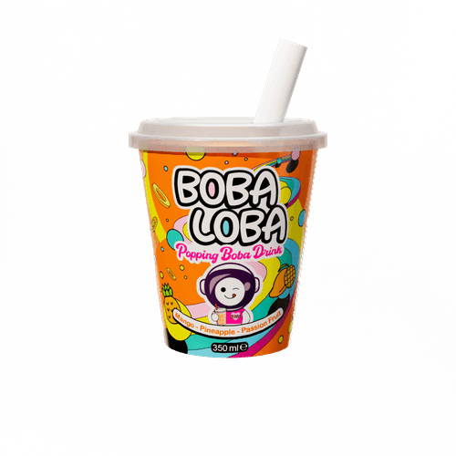 Foto van Boba Loba Mango pine passion op witte achtergrond