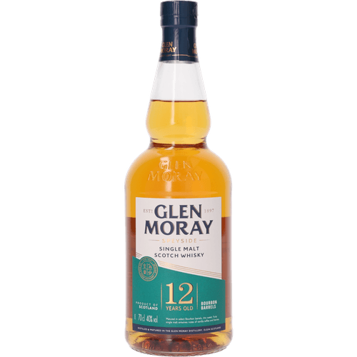 Foto van Glen Moray Whisky 12 years Schotland op witte achtergrond