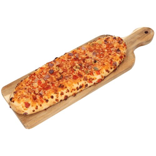 Foto van Boboli Mediterraneo focaccia pizza op witte achtergrond