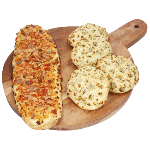 Foto van Boboli Mediterraneo focaccia pizza op witte achtergrond