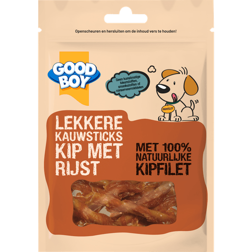 Foto van GOOD BOY Hondensnacks kauwsticks met rijst op witte achtergrond