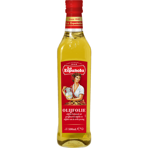 Foto van La Española Olijfolie traditioneel op witte achtergrond