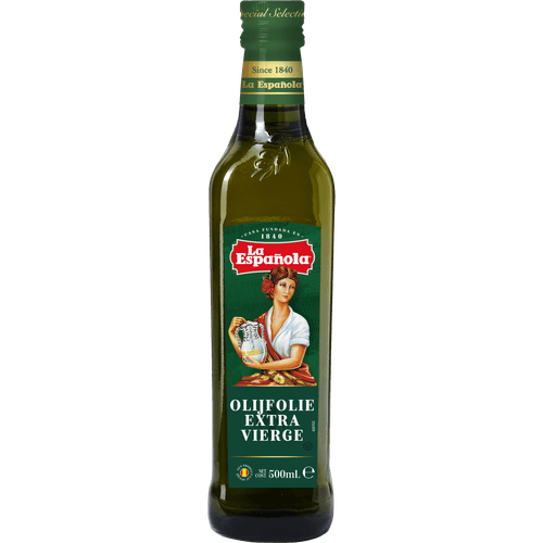 Foto van La Española Olijfolie extra vierge op witte achtergrond