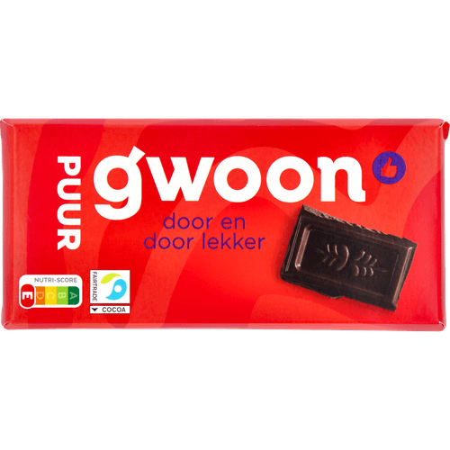 Foto van G'woon Chocoladereep puur op witte achtergrond