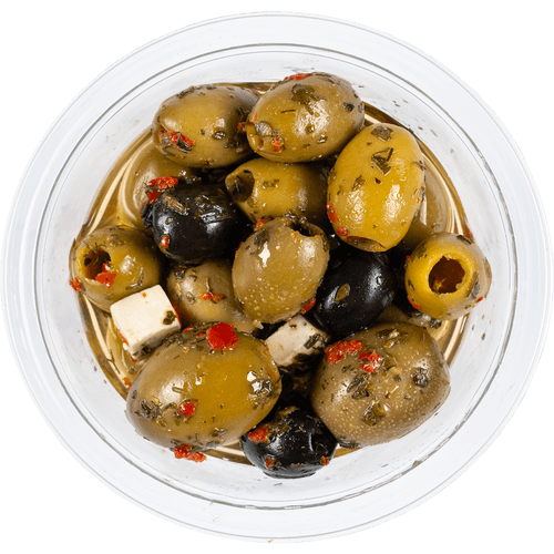 Foto van DekaMarkt Olijven huismix op witte achtergrond